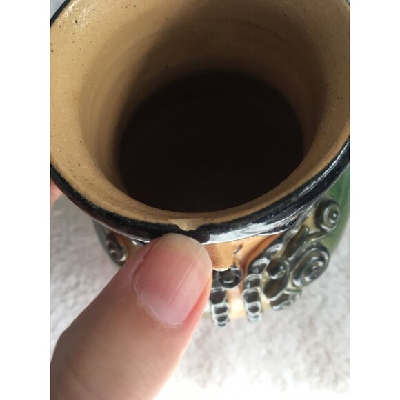 Ornate Woman Lady Artistic Pitcher Jug Hidi 2000 Pottery 5.75" Signed - Picture 10 of 12